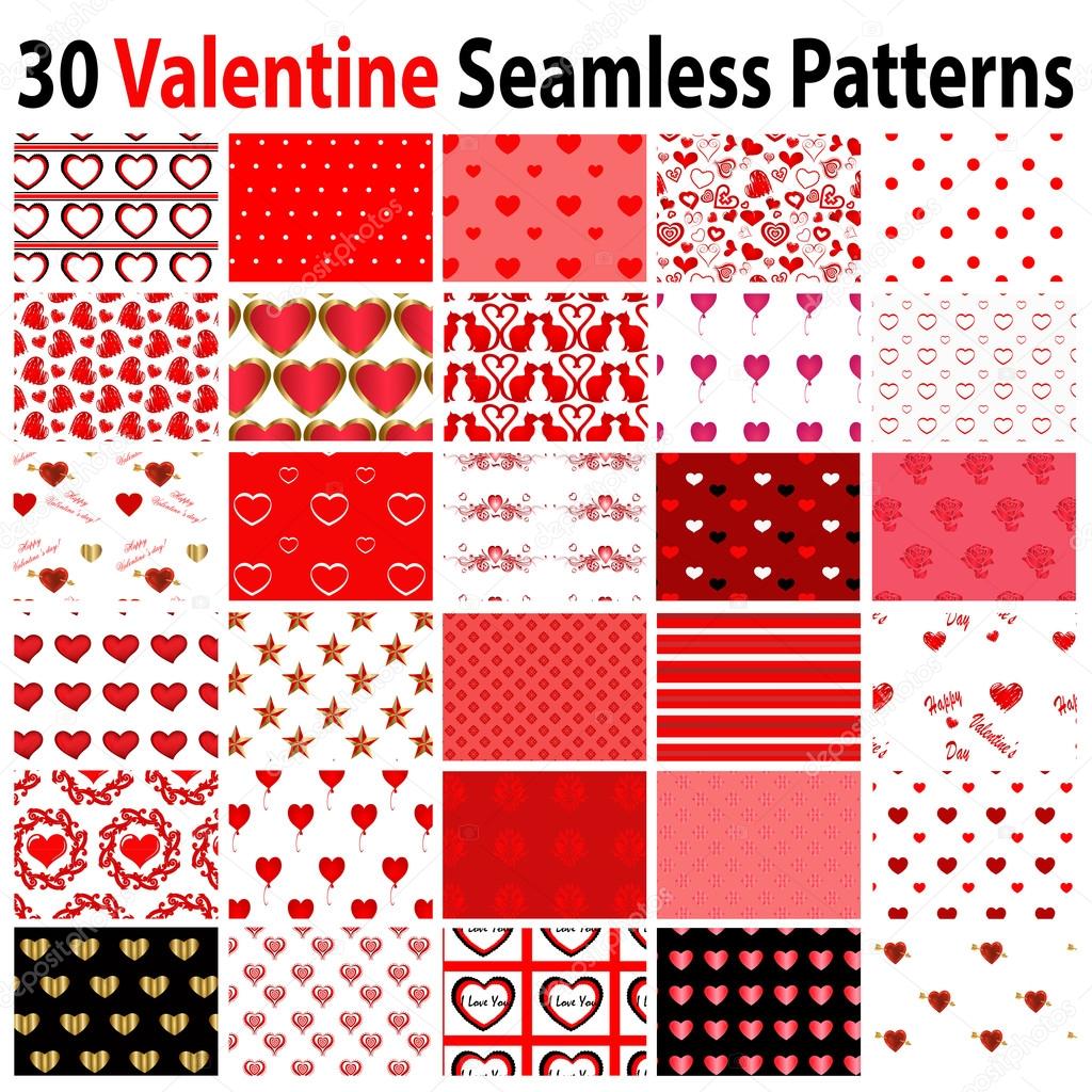 30 Valentine Seamless Patterns