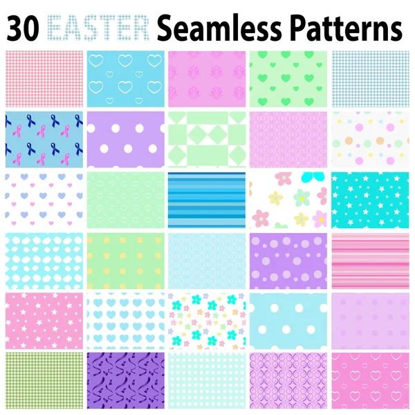 30 Easter  Seamless Patterns — Stock Vector