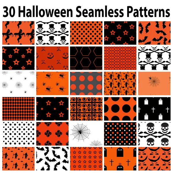 30 Halloween naadloze patronen — Stockvector