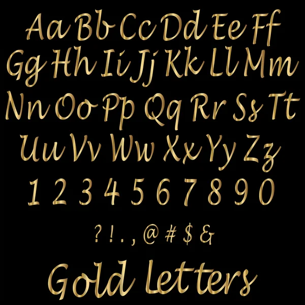 Glanzende gouden Alfabetletters — Stockvector