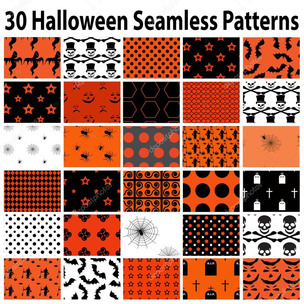 30 Halloween Seamless  Patterns
