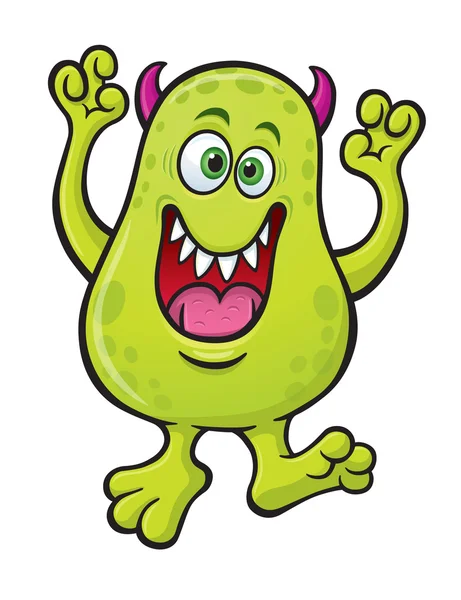 Zielony potwór rogatego kreskówka — Zdjęcie stockowe
