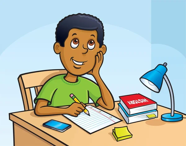 Kid Working On A Homework Assignment — Stock Photo, Image