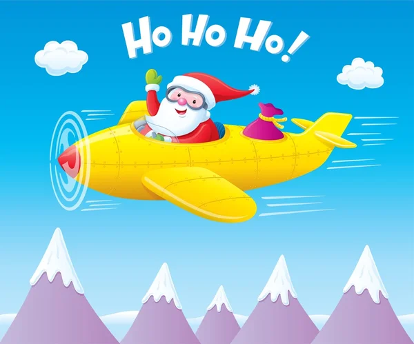 Noel Baba hediye ile bir uçak uçan