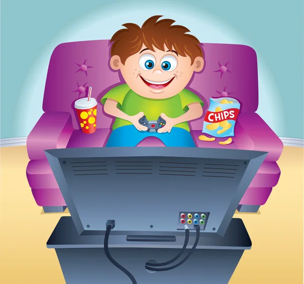 Kid Playing Video Game On the Couch — Stock Photo, Image