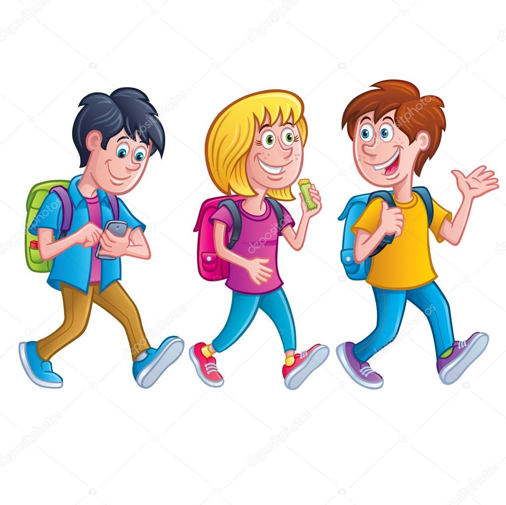 Kids Walking with Backpacks Stock Illustration by ©RodSavely #94562722