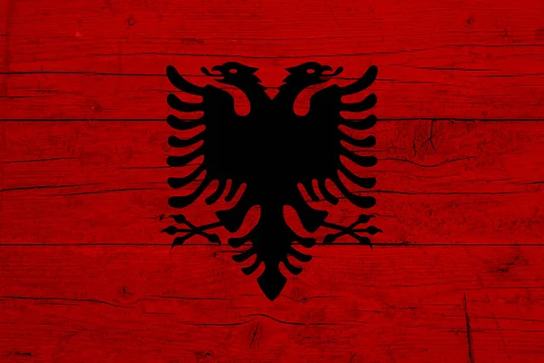 アルバニアの国旗 アルバニアの国旗の木目 — ストック写真