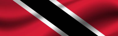 Trinidad ve Tobago bayrağıyla. Trinidad ve Tobago bayrağının kumaş dokusu.