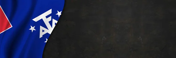 Флаг Французских Южных Антарктических Территорий Бетонной Стене Знамя Текстурой Ткани — стоковое фото