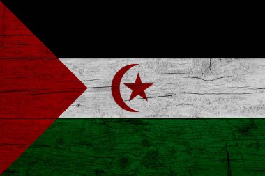 Batı Sahra Sahra Sahra bayrağının ahşap desenli bayrağı.