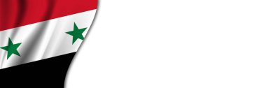Beyaz arka planda Suriye bayrağı. Suriye bayrağı yakınında metin için yer alan beyaz arkaplan.