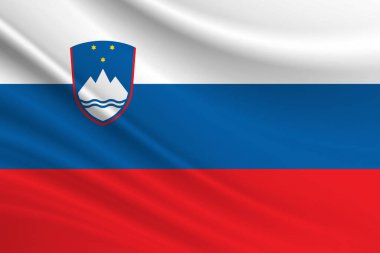 Slovenya bayrağı. Slovenya bayrağının kumaş dokusu.