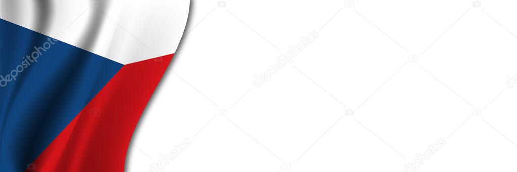 Czech Republic flag on white background. White background with place for text near the flag of Czech Republic.