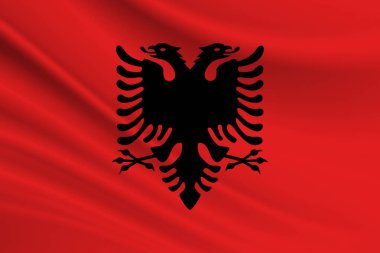 Arnavutluk bayrağı. Arnavutluk bayrağının kumaş dokusu.
