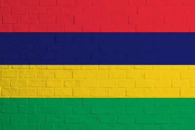 Mauritius bayrağı. Mauritius bayrağının tuğla duvar dokusu.