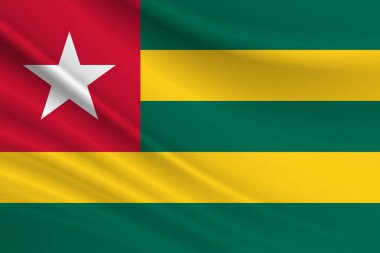 Togo bayrağı. Togo bayrağının kumaş dokusu.