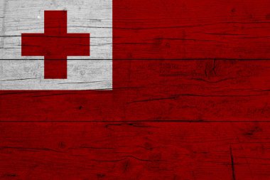 Tonga bayrağı. Tonga bayrağının ahşap dokusu.