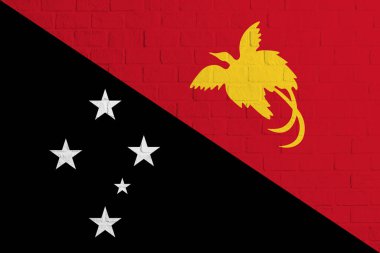Papua Yeni Gine bayrağı. Papua Yeni Gine bayrağının tuğla duvar dokusu.