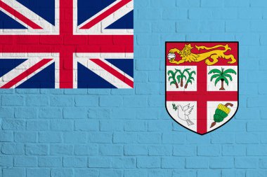 Fiji bayrağı. Fiji bayrağının tuğla duvar dokusu.