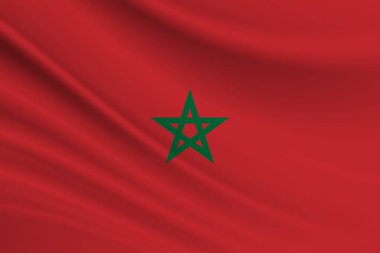 Fas bayrağı. Fas bayrağının kumaş dokusu.