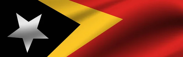 Banner with the flag of East Timor. Fabric texture of the flag of East Timor.