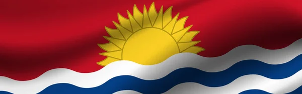 Banner with the flag of Kiribati Fabric texture of the flag of Kiribati.