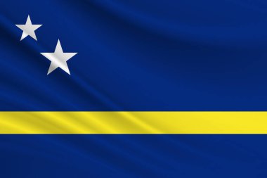 Curacao bayrağı. Curacao bayrağının kumaş dokusu.