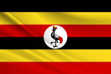 Uganda bayrağı. Uganda bayrağının kumaş dokusu.