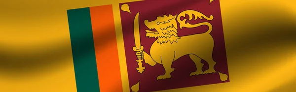 Banner with the flag of Sri Lanka. Fabric texture of the flag of Sri Lanka.