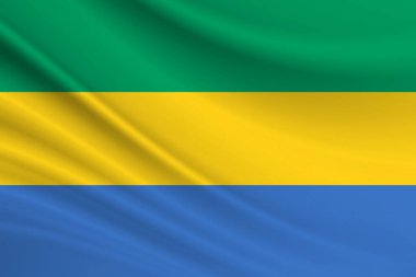 Gabon bayrağı. Gabon bayrağının kumaş dokusu.