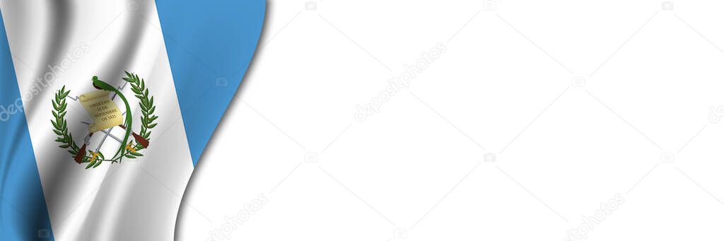 Guatemala flag on white background. White background with place for text near the flag of Guatemala.