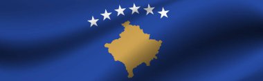 Kosova bayrağının bayrağıyla bayrak Kosova kumaşı.