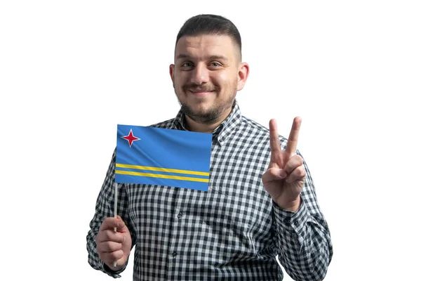 루바의 깃발을 배경에 손가락이 떨어져 — 스톡 사진