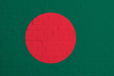 Bangladeş bayrağı. Bangladeş bayrağının tuğla duvar dokusu.