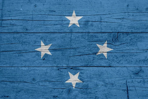 Bandeira Dos Estados Federados Micronésia Textura Madeira Bandeira Dos Estados — Fotografia de Stock