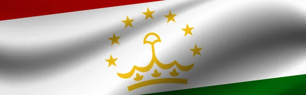 Baner Flagą Tadżykistanu Tekstura Tkaniny Flagi Tadżykistanu — Zdjęcie stockowe