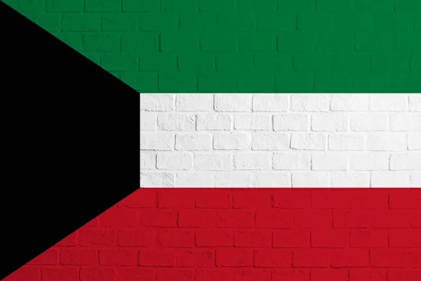 Bandeira Kuwait Textura Parede Tijolo Bandeira Kuwait — Fotografia de Stock