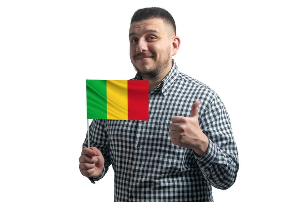 Blanke Man Met Een Vlag Van Mali Toont Klasse Met — Stockfoto