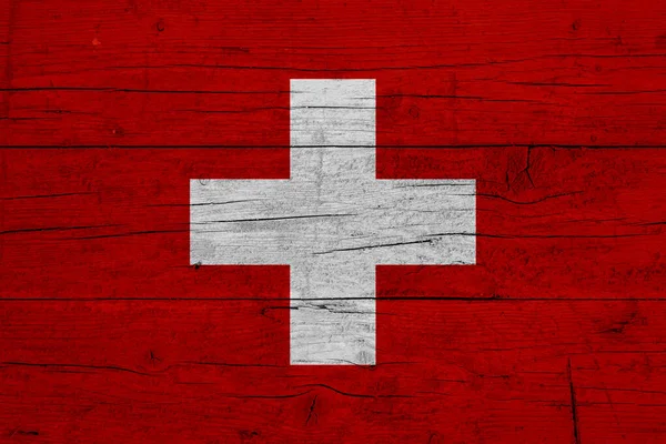 Flaga Szwajcarii Drewniana Tekstura Bandery Szwajcarii — Zdjęcie stockowe