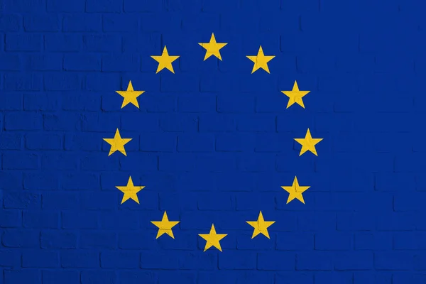 Europeiska Unionens Flagga Tegelväggskonsistens För Europeiska Unionens Flagga — Stockfoto