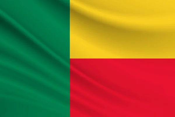Benin Bayrağı Benin Bayrağının Kumaş Dokusu — Stok fotoğraf