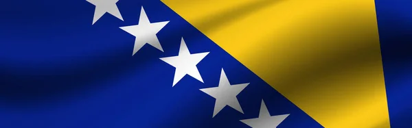 ボスニア ヘルツェゴビナの国旗を掲げる旗 ボスニア ヘルツェゴビナの国旗の生地の質感 — ストック写真