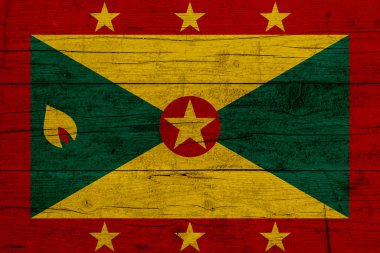 Grenada bayrağı. Grenada bayrağının ahşap dokusu.