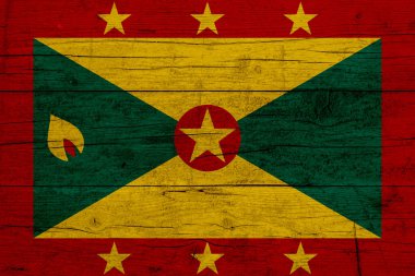 Grenada bayrağı. Grenada bayrağının ahşap dokusu.