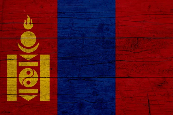 蒙古国旗 蒙古国旗的木制纹理 — 图库照片