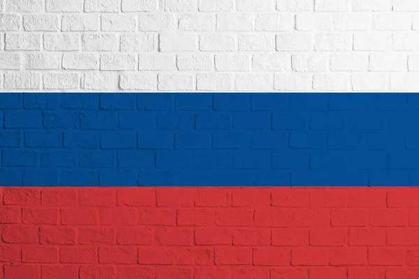 Vlag Van Rusland Brick Muur Textuur Van Vlag Van Rusland — Stockfoto