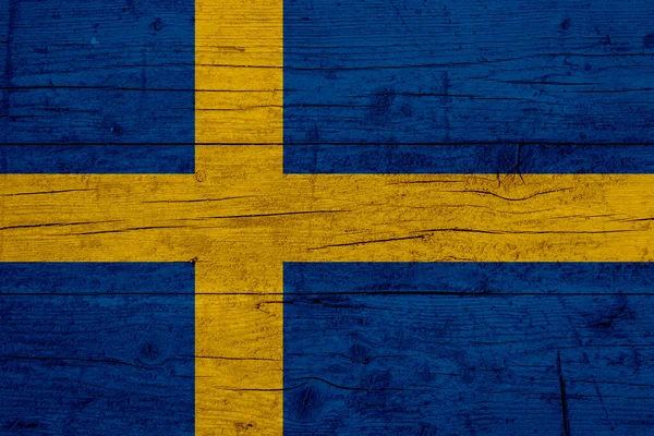 スウェーデンの国旗 スウェーデンの国旗の木目 — ストック写真