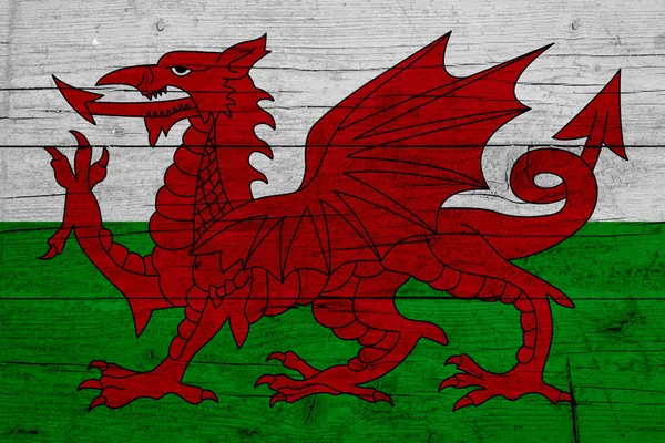 Bandeira Gales Textura Madeira Bandeira País Gales — Fotografia de Stock