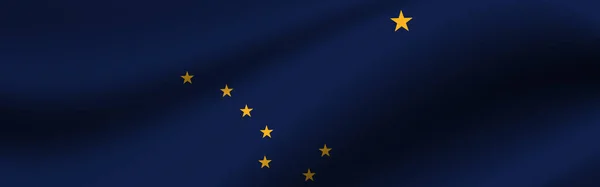 Banner with the flag of Alaska. Fabric texture of the flag of Alaska.