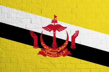 Brunei bayrağı. Brunei bayrağının tuğla duvar dokusu.